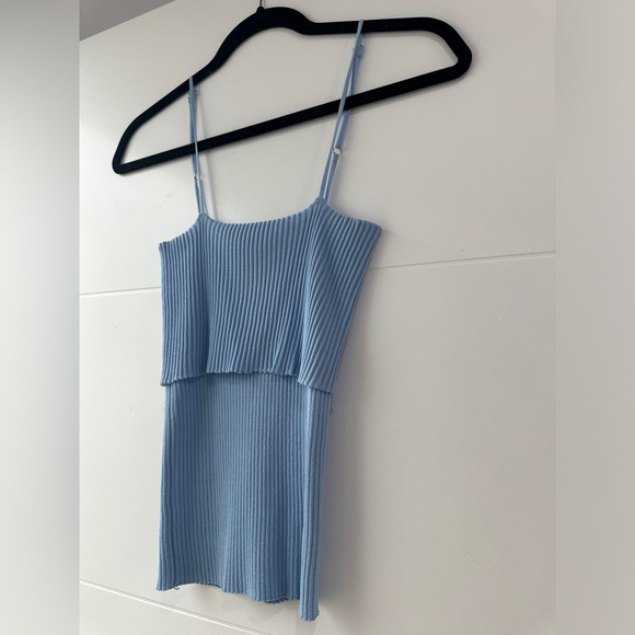 Franco Sarto Blue Ribbed Spaghetti Strap Tank Top | Size M - Picture 9 of 12